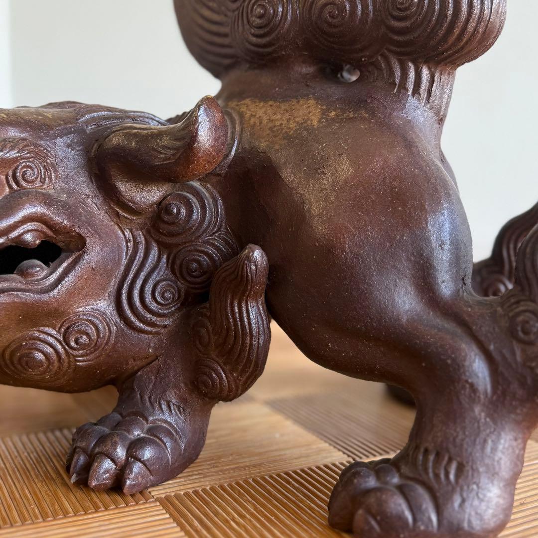 T*e様 SNT934 大型 備前焼 名工 木村長十郎友敬 獅子　唐獅子 狛犬