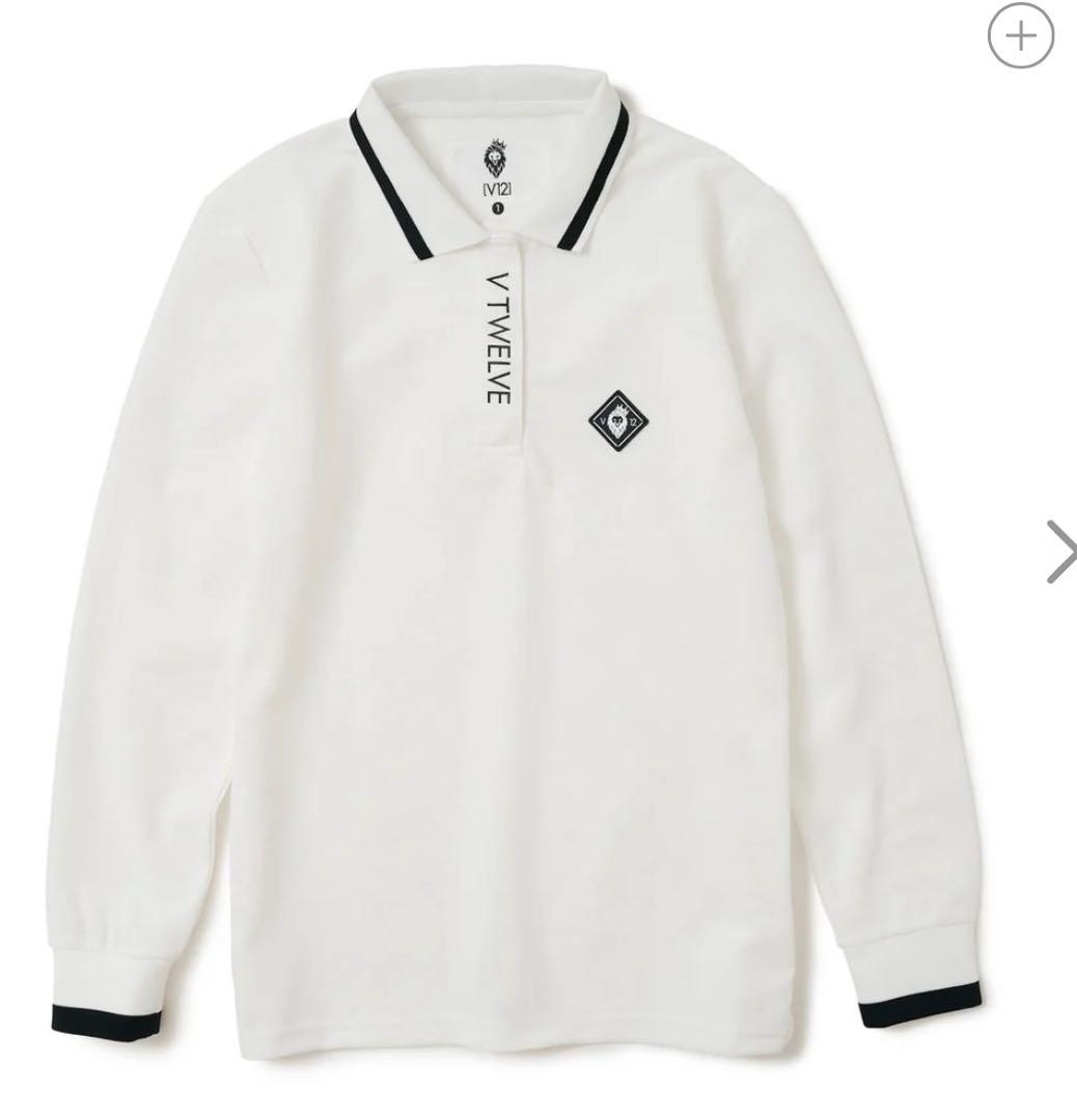 V TWELVE FW L/S POLO ホワイト 長袖ポロシャツ