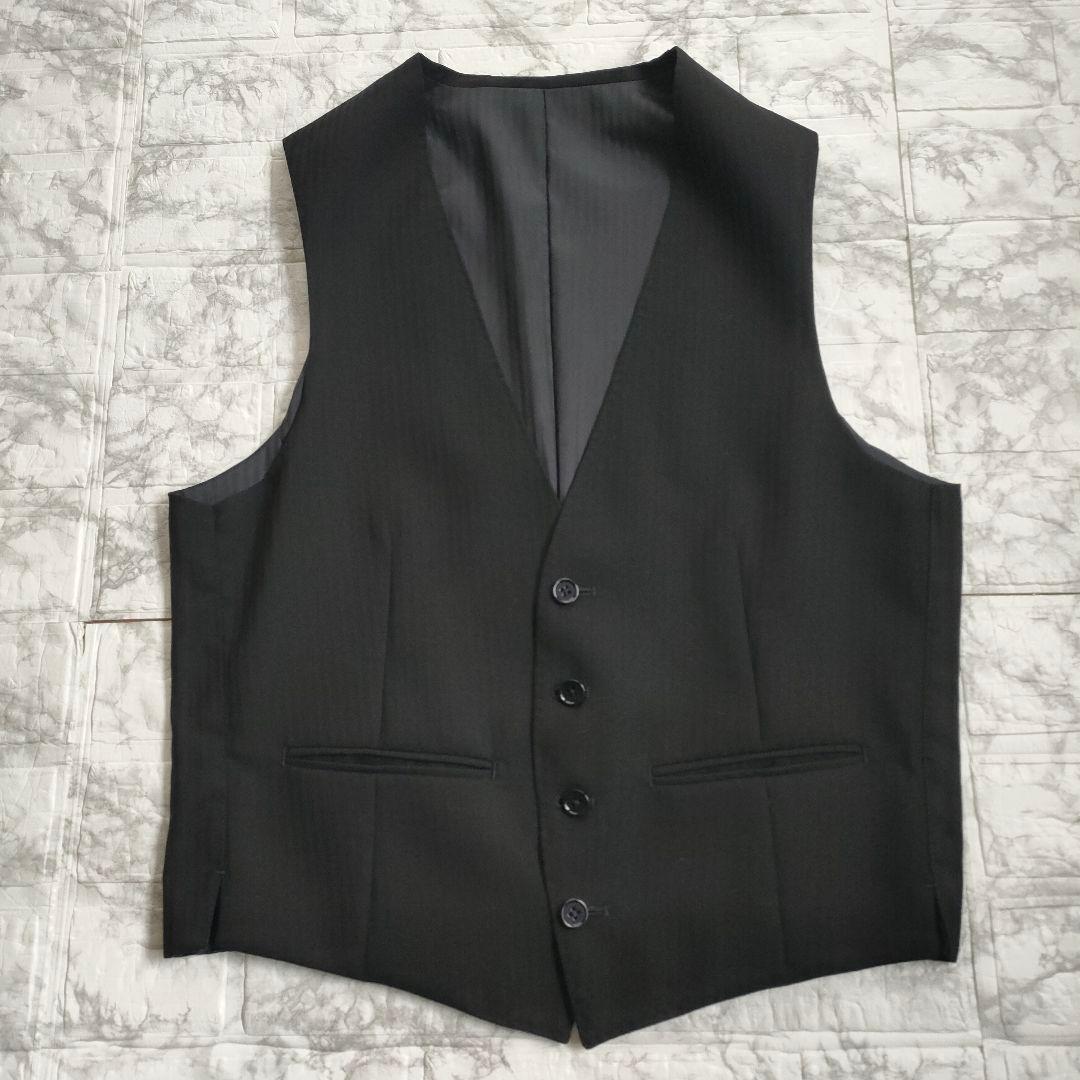 male&co.　3ピース　セットアップスーツ　ストレッチ　ストライプ　黒　M