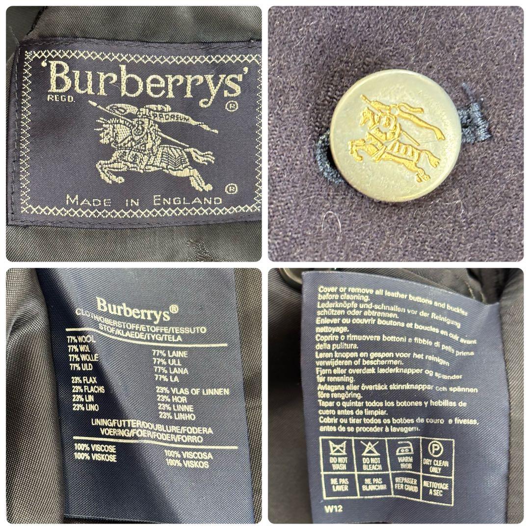 美品 80s バーバリー[ウールリネン 金ボタン]テーラードジャケット