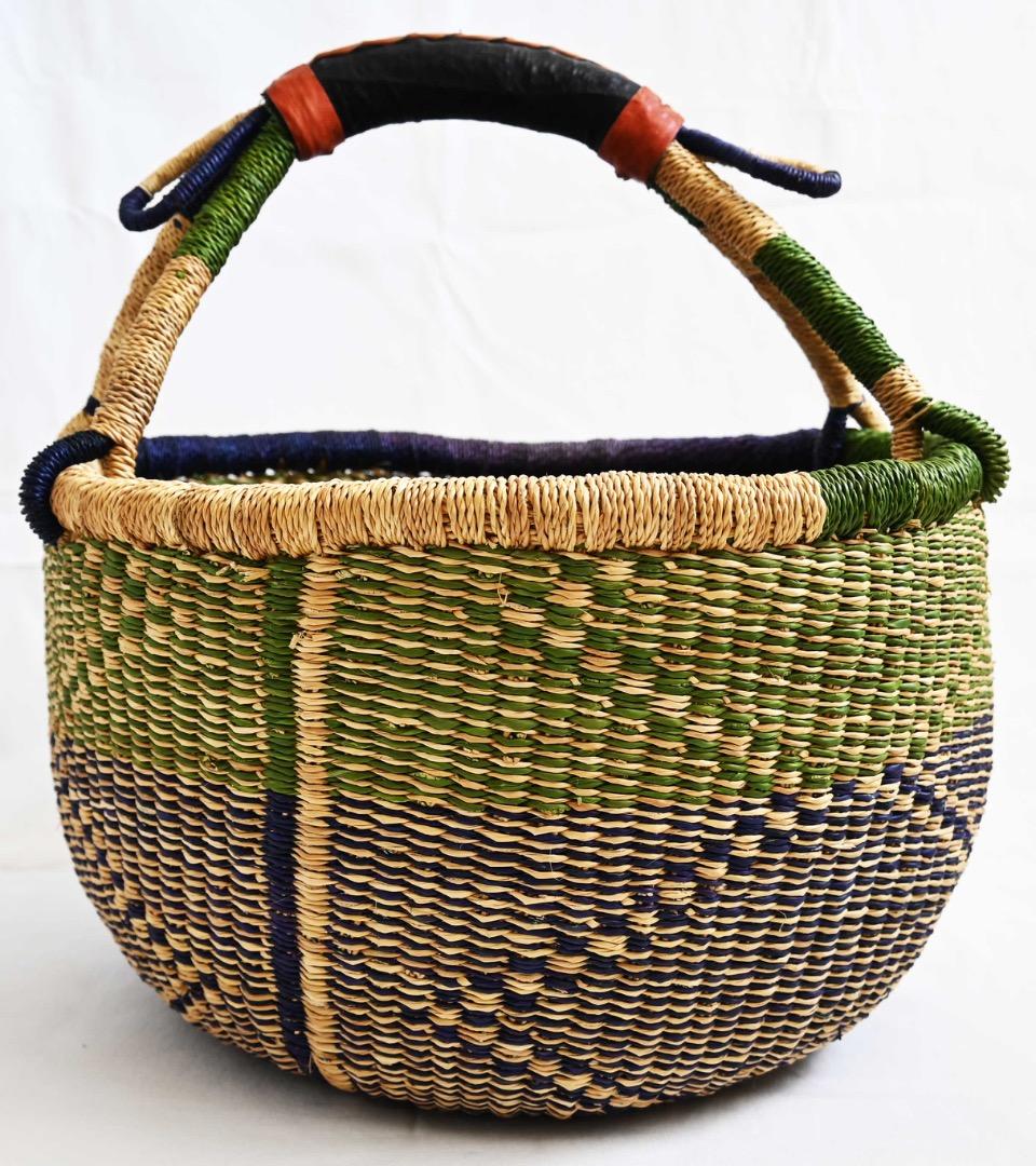 037アフリカ ガーナ製/ブルキナ ボルガ バスケット/38×39cm