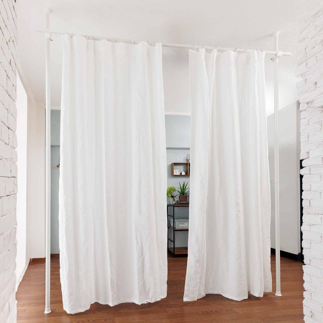 カーテンポール 2ポール パーテーション 間仕切り つっぱり ホワイト g6