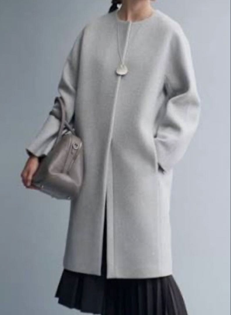 トゥモローランド Des Pres ウールモッサコクーン　ノーカラーコート