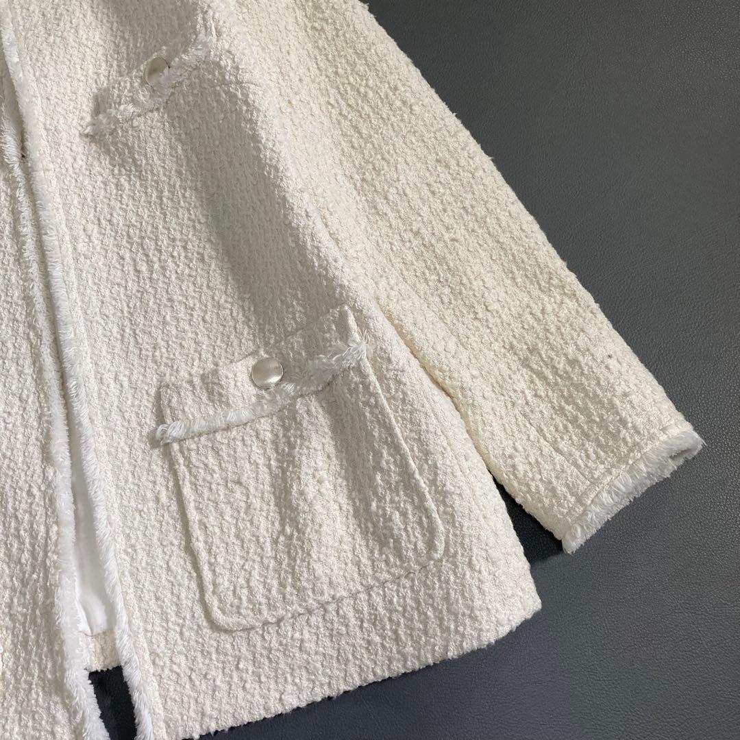美品 23区 23SS スラブファンシーツイード ジャケット ホワイト 38