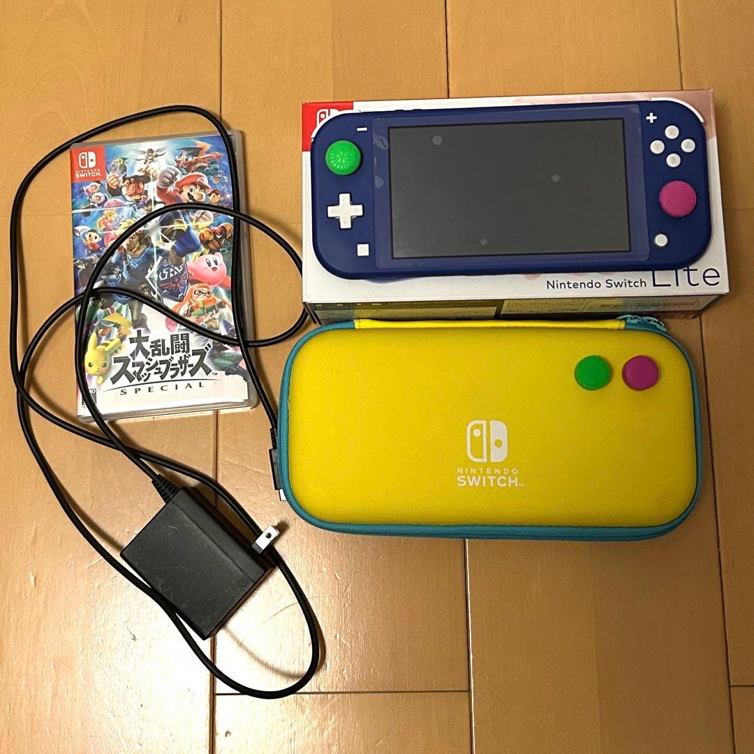 ニンテンドースイッチライト　ブルー　スマブラ　ケース等付き