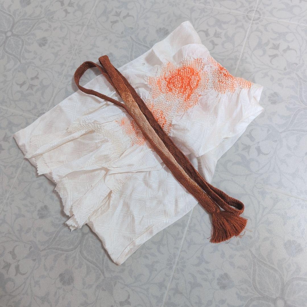 訪問着　フルセット　着物　正絹　オレンジ　橙　明るい　金駒刺繍　O8