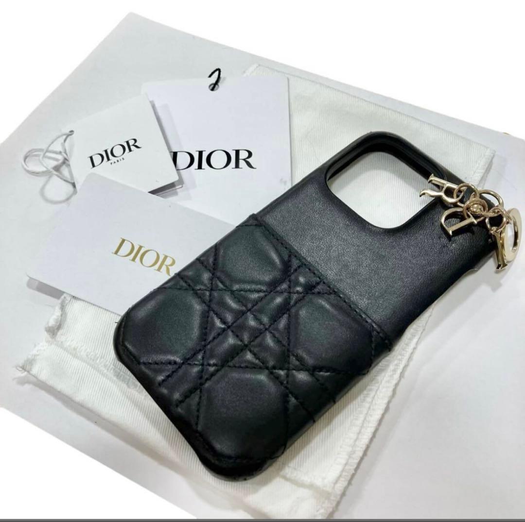 高級✨Dior カナージュ ラムスキン iPhone16pro用ケース ブラック