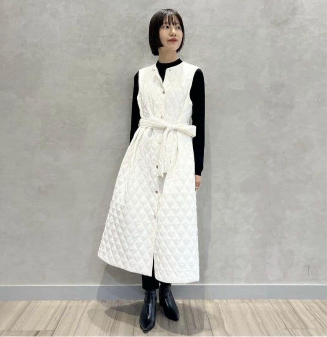 BLENHEIM ドットボタンキルティングロングジレ　WHITE S