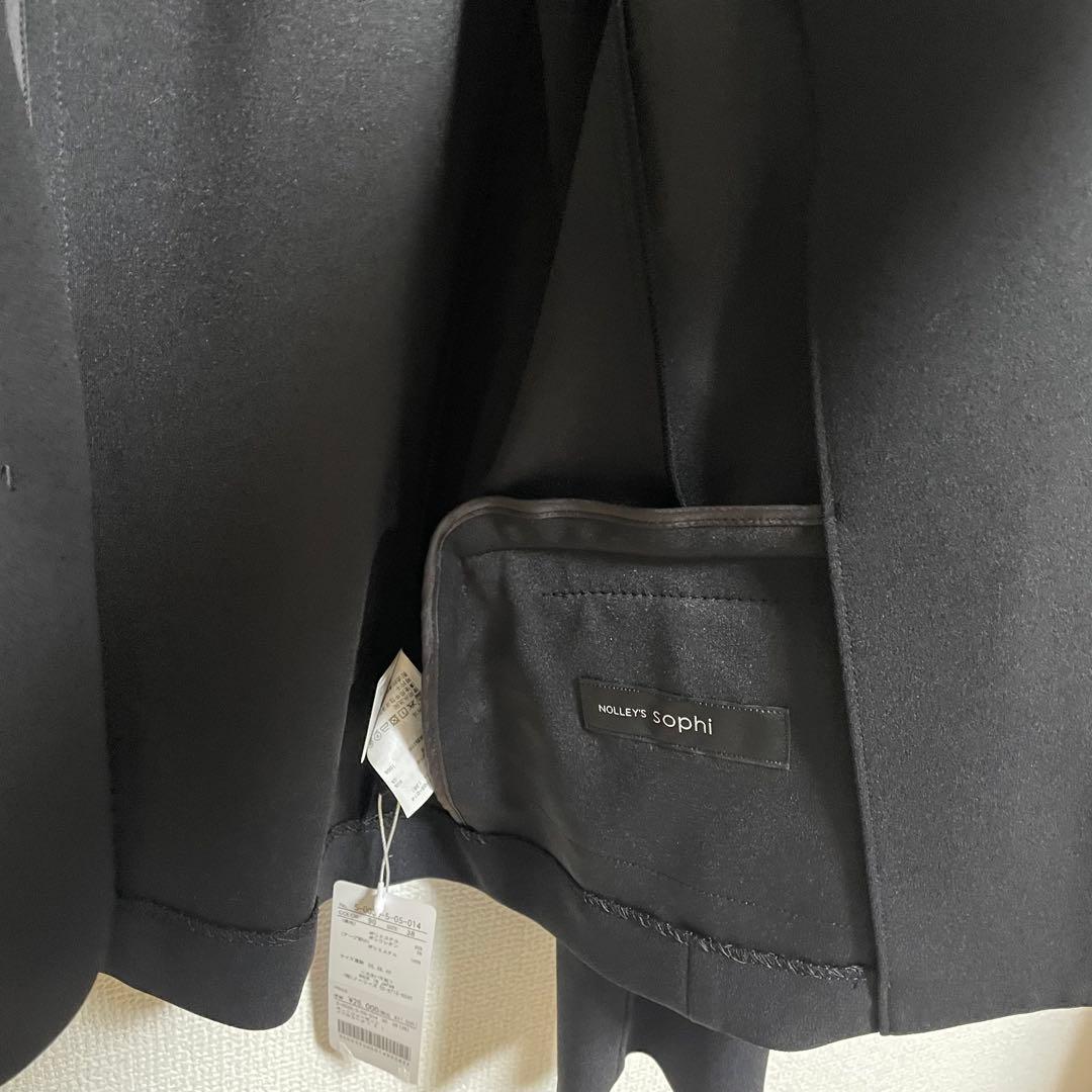 【新品】ノーリーズ ウォッシャブル カットジョーゼット ノーカラージャケット 黒