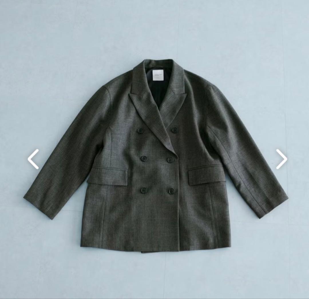 【今季完売品】Sサイズ北欧暮らしの道具店オリーブブラウン ダブルジャケット