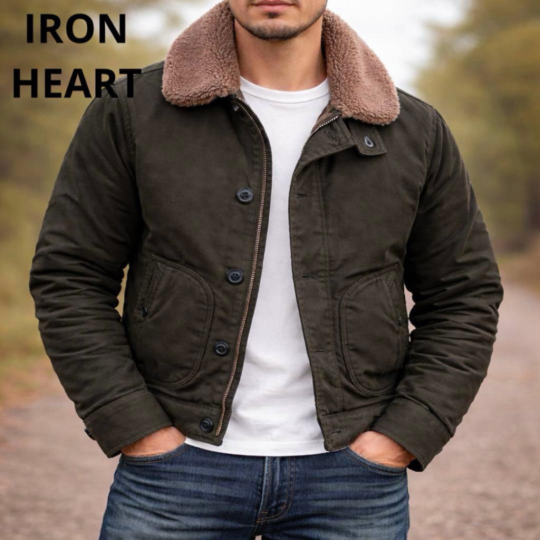 人気✨ アイアンハート N1デッキジャケット アルパカ ウール メンズ ブラック