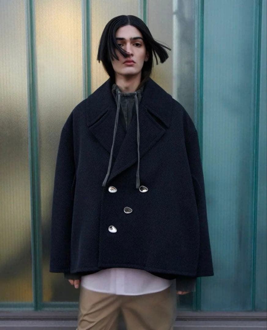 ジャケット・アウター T/SEHNE double layered pea coat black