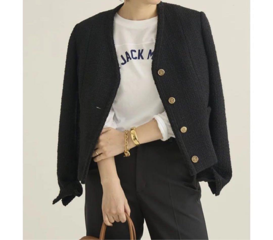 plage ツイードノーカラージャケット　hmh