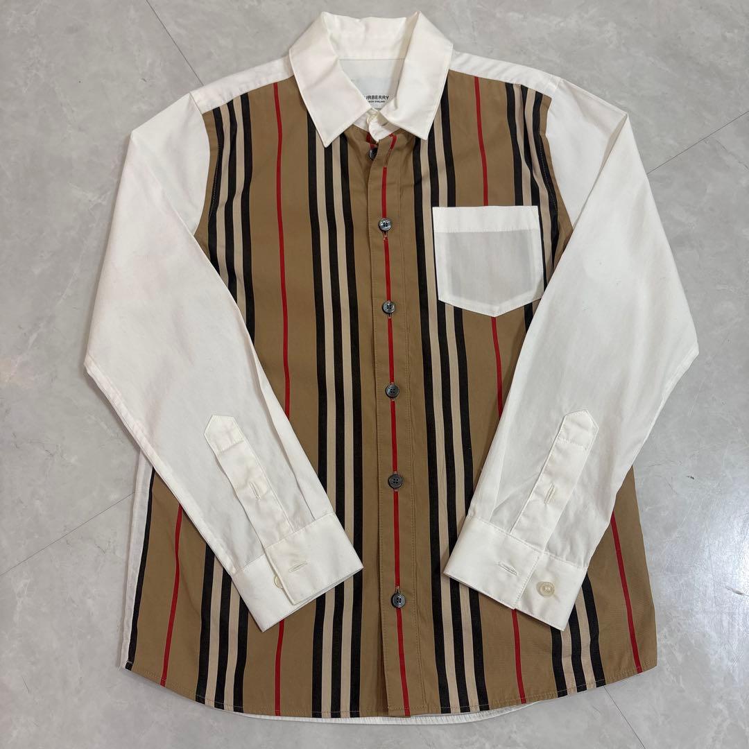 最終お値下 BURBERRY キッズ ストライプ長袖シャツ