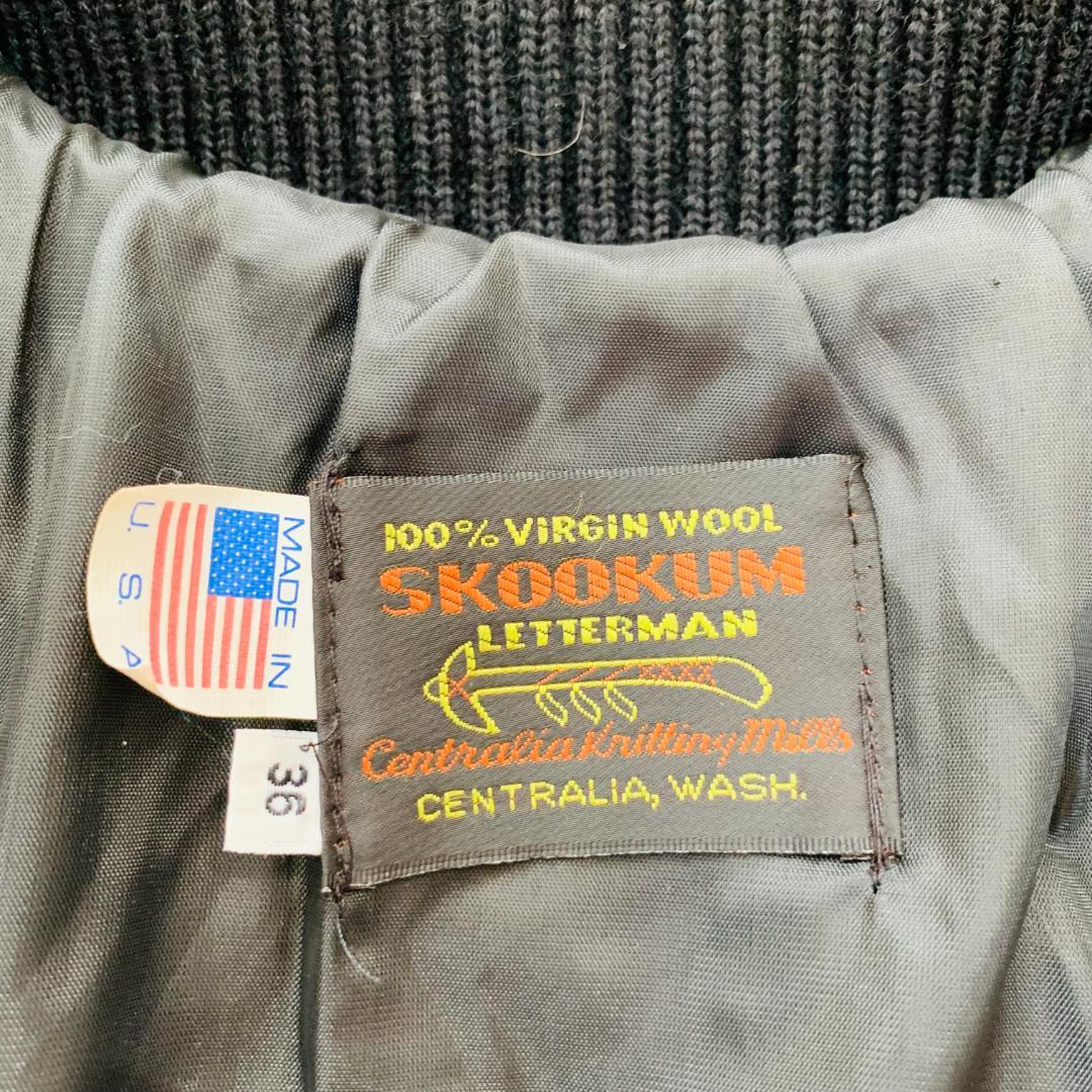 USA製 SKOOKUM アワードジャケット 袖レザー スタジャン 36