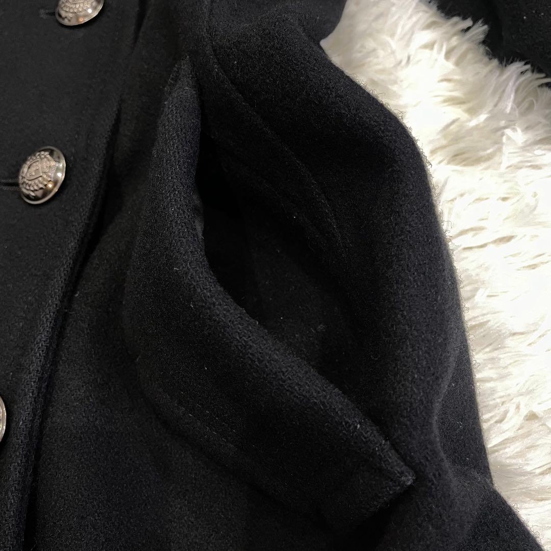 美品 BURBERRY ブルーレーベル ダブルブレスト Pコート ブラック