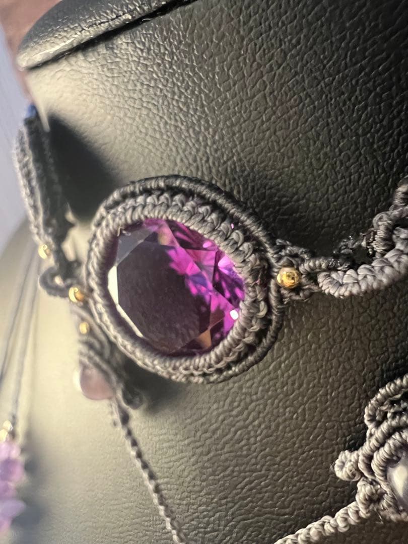 【handmade_Luna】マクラメ× アメシスト ネックレス【2点セット】