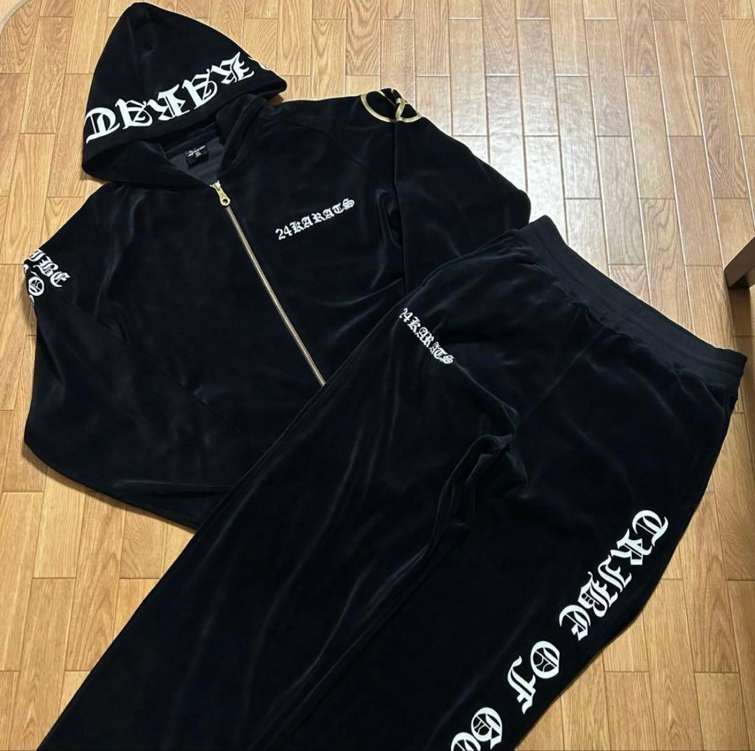 24karats ベロア ジャージ セットアップ L ブラック 希少