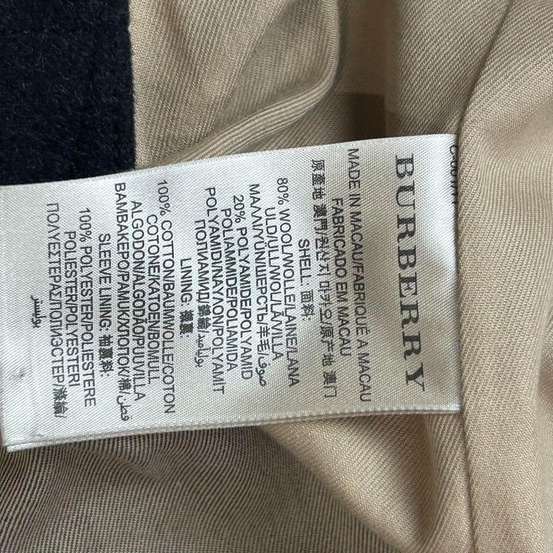 バーバリーブリット ウールコート メガチェック ステンカラー ブラック