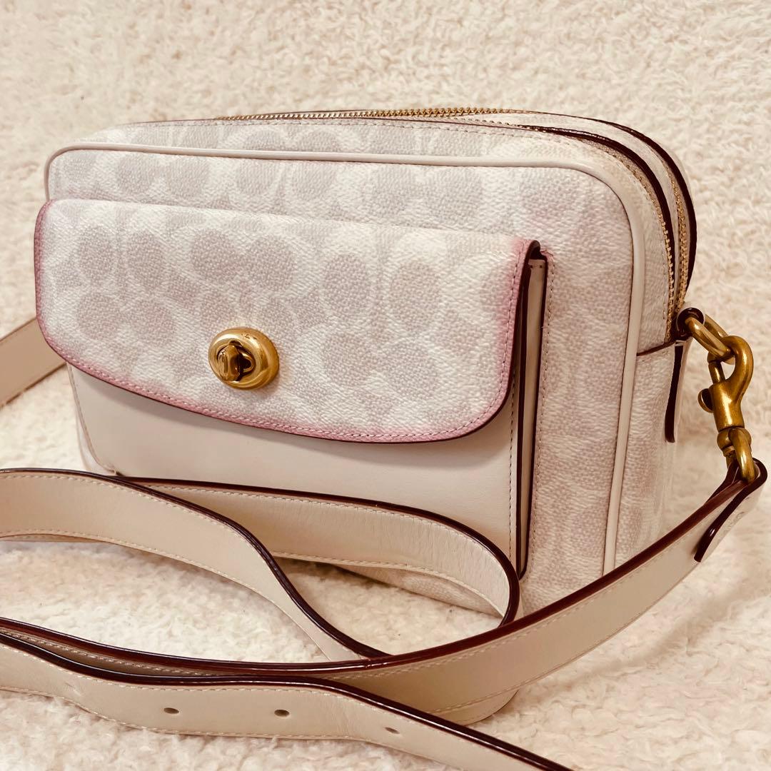 coach ショルダーバッグ カメラバッグ シグネチャー 白 斜め掛け