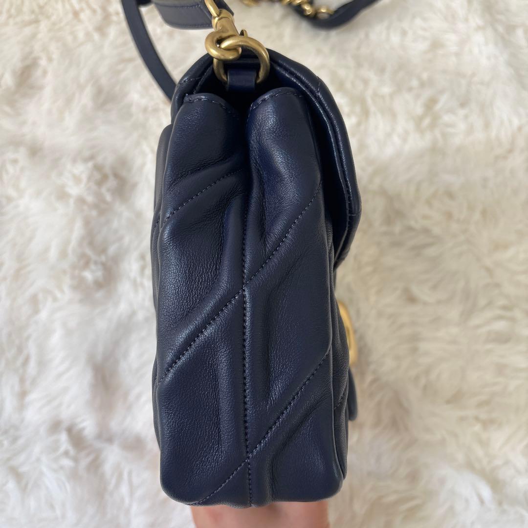 COACH タイムズ スクエア タビー ショルダー バッグキルティング ネイビー