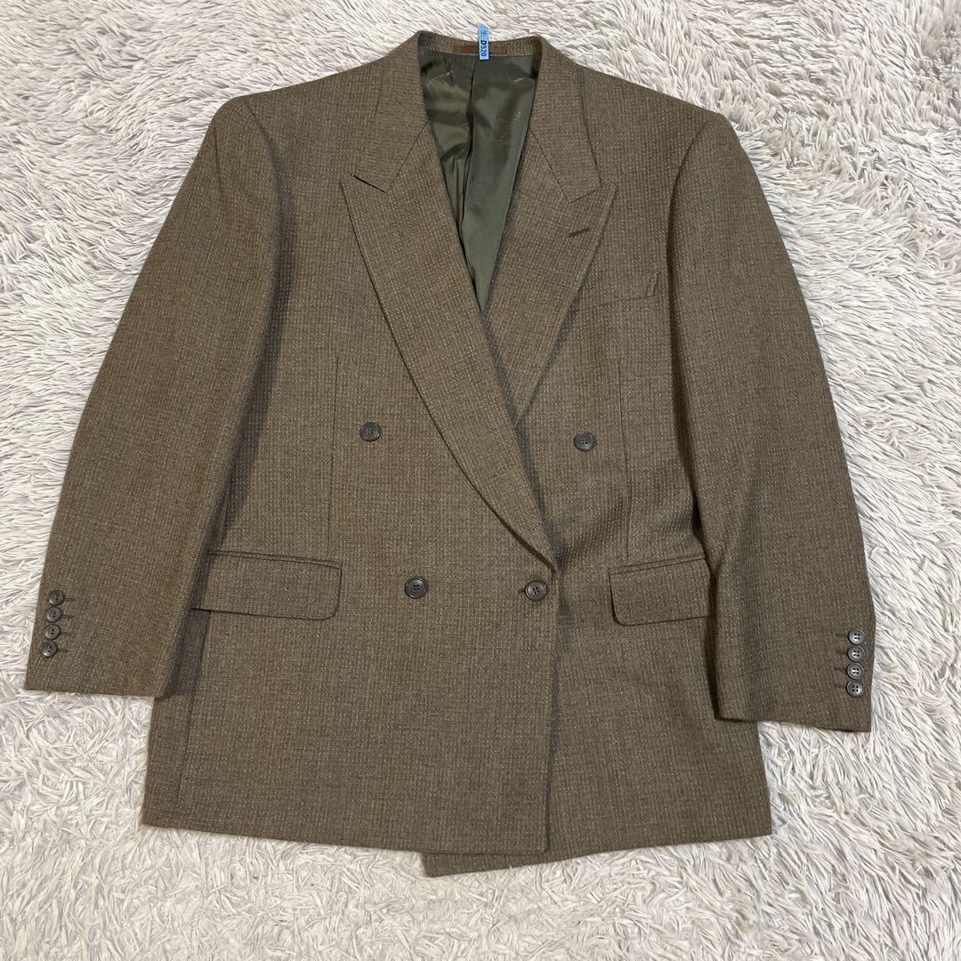 高級 トラサルディ ダブル セットアップ スーツ ウール100% ブラウン XL