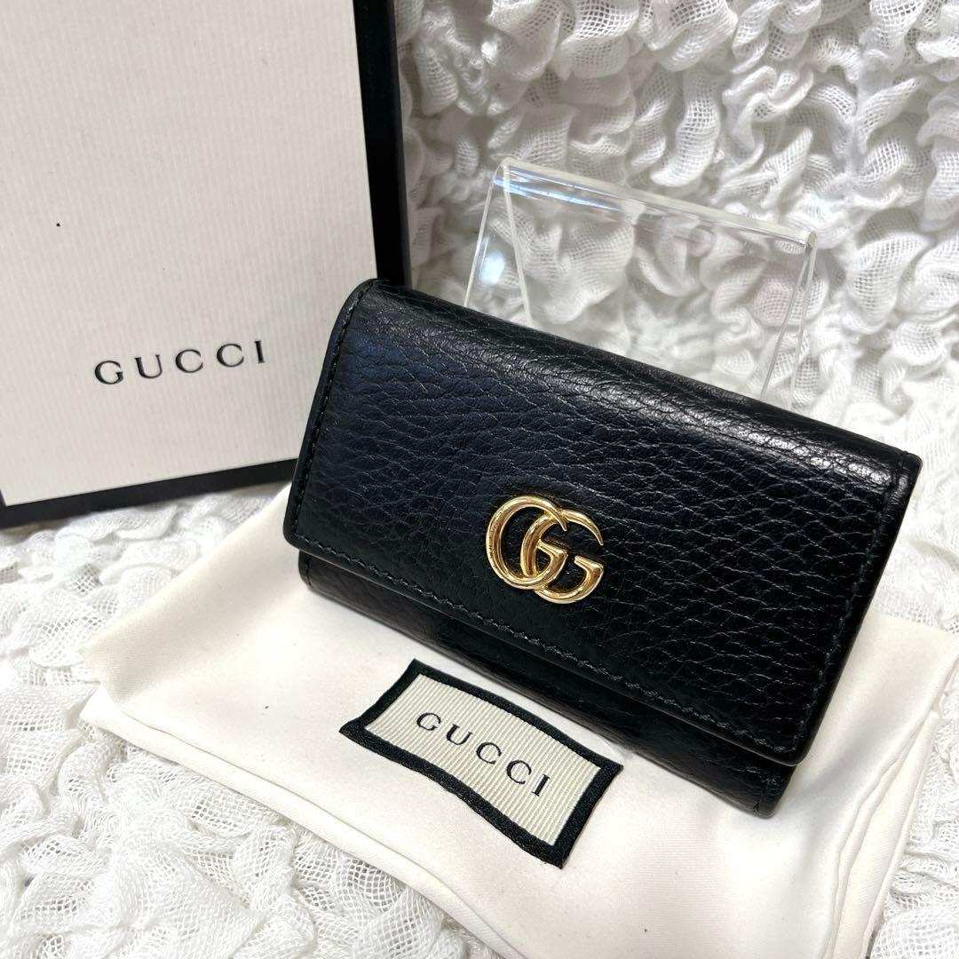 美品✨GUCCI グッチ マーモント キーケース　456118 レザー　黒