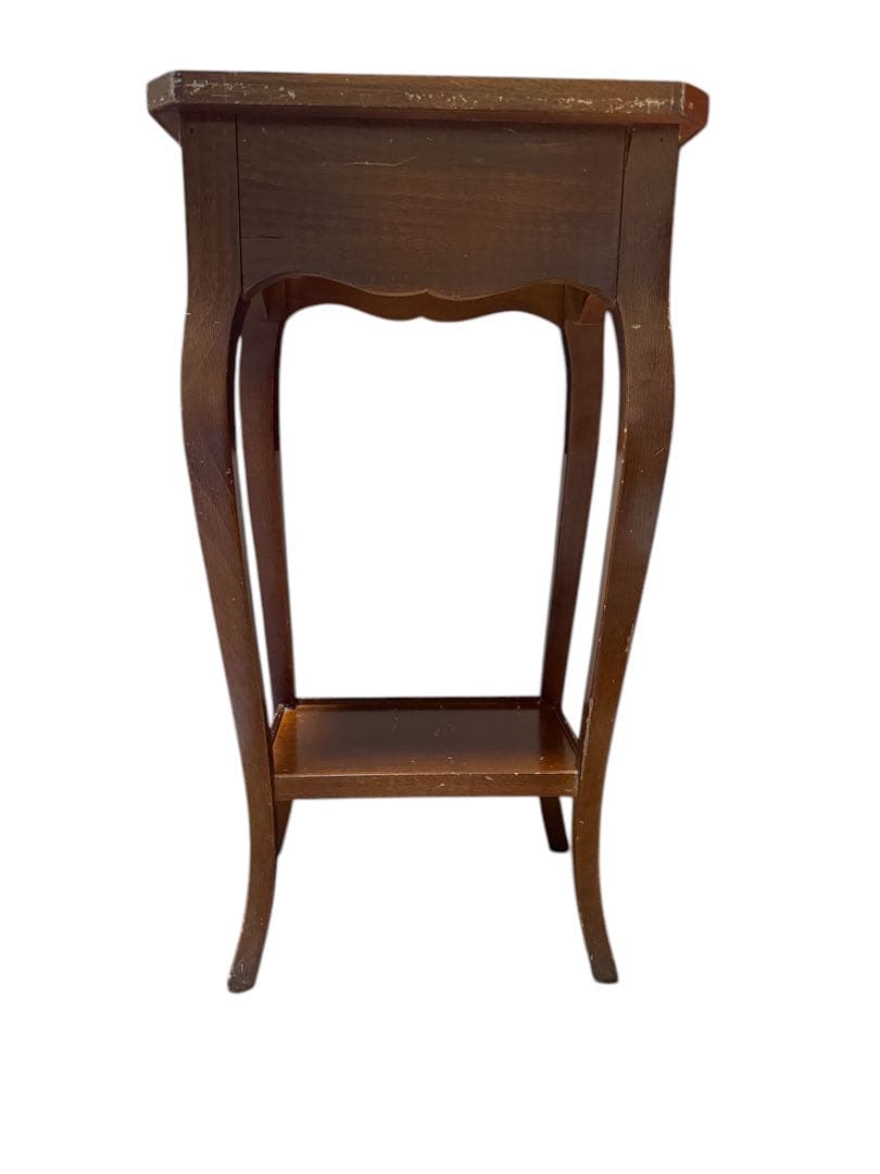 木製 サイドテーブル 引出し付きアンティーク　木製コンソール　猫脚テーブル　花台