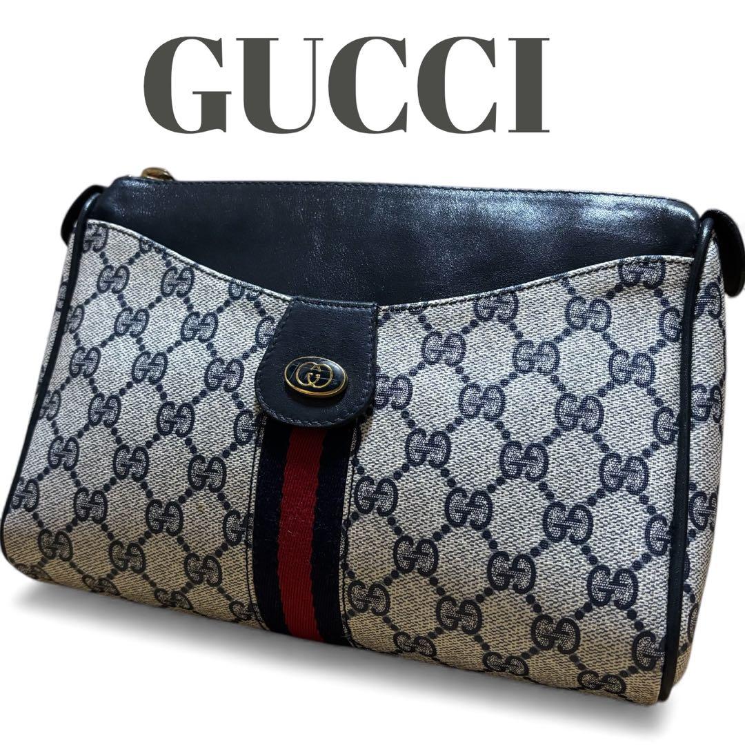 オールドグッチ シェリーライン GGスプリーム ロゴ金具 クラッチバッグ