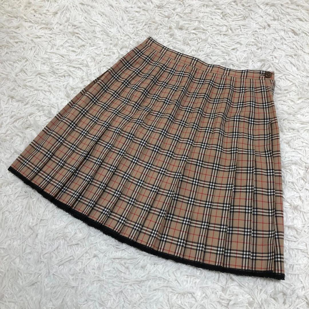 美品✨バーバリーロンドンブルーレーベル ノバチェック柄 プリーツミニスカート