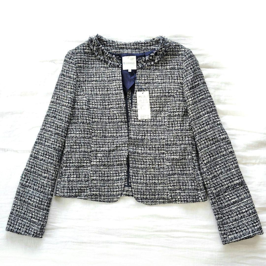 新品タグ付★組曲 ツイード ノーカラージャケット【3】
