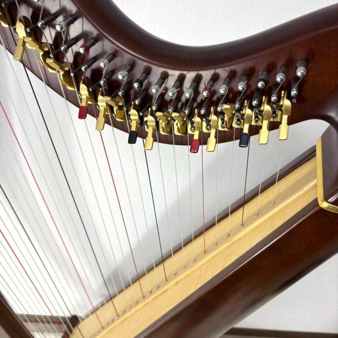 青山 AOYAMA 美品 ダークブラウン 34弦ハープ 新品27弦替え 楽譜付き