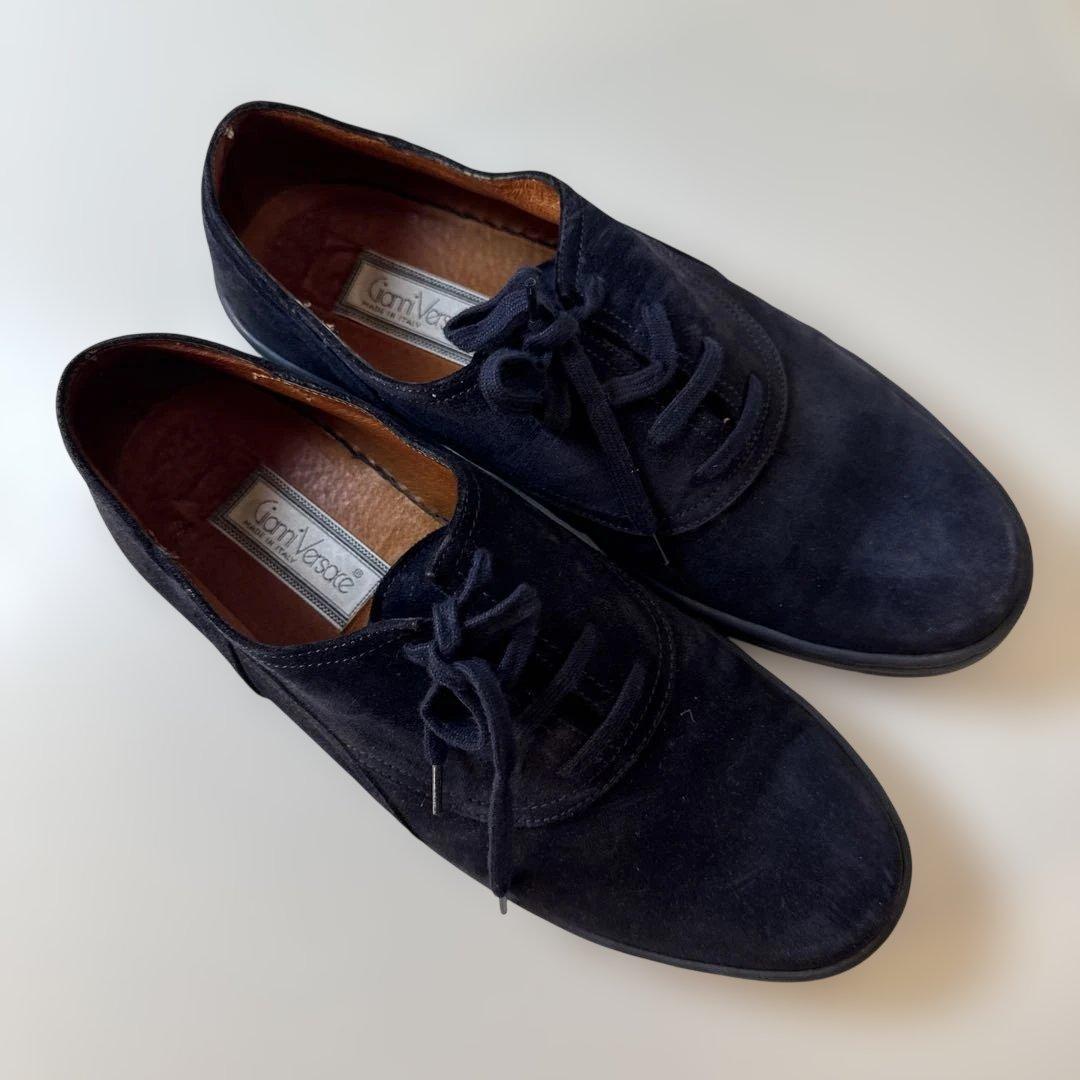 GIANNI VERSACE ブラック スエード シューズ ビンテージ