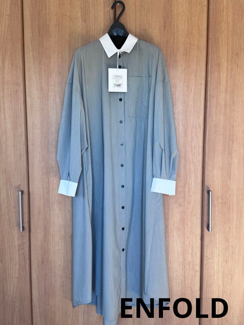即完商品 未使用 タグ付きENFOLD シャツワンピース グレー