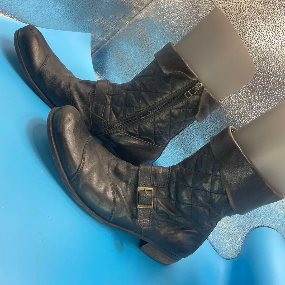 キャサリンハムネットロンドン　ミドルブーツ　エンジニアブーツ　ジップ　25.5㎝