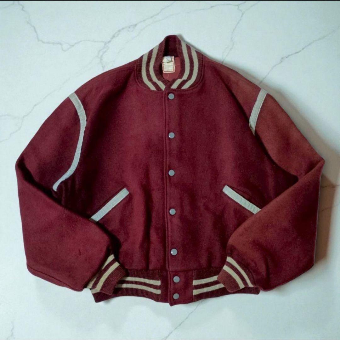 50s-60sBUTWIN スタジャン バーガンディ USA製 46 XL相当