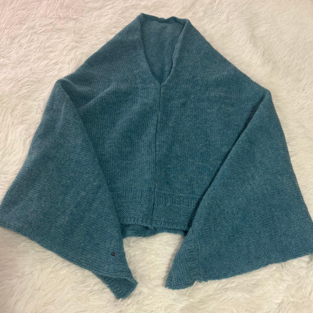 45R フォーティファイブアール シェットランドニットポンチョ 0 ブルー