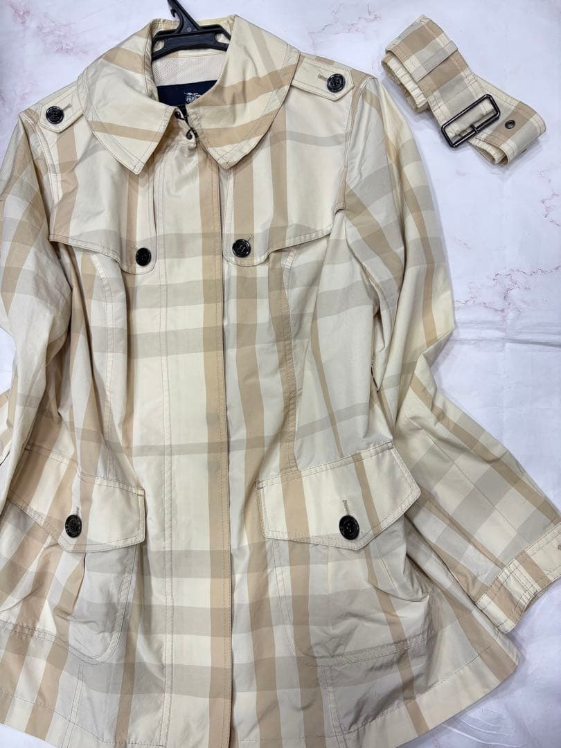 バーバリー　薄手トレンチ　ベルト付き　46チェック柄