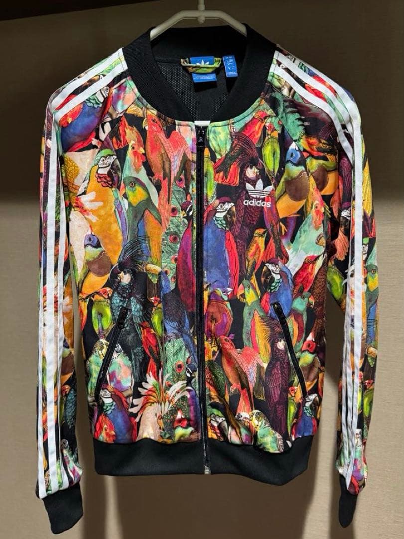 極美品 adidas ジャージ トラックジャケット 鳥 総柄 OTサイズ