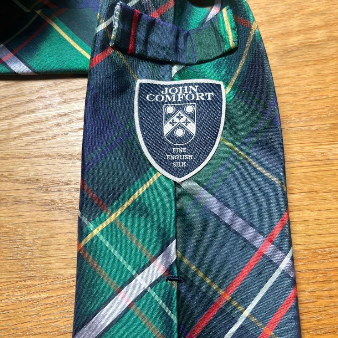 JOHN COMFORT シルク チェック柄 ネクタイ