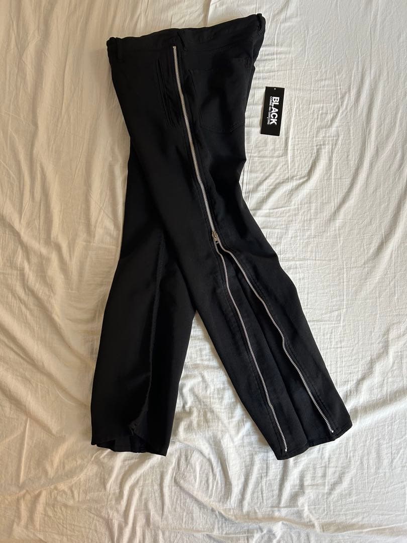 ブラックコムデギャルソン　サイドジップパンツ　ポリ縮