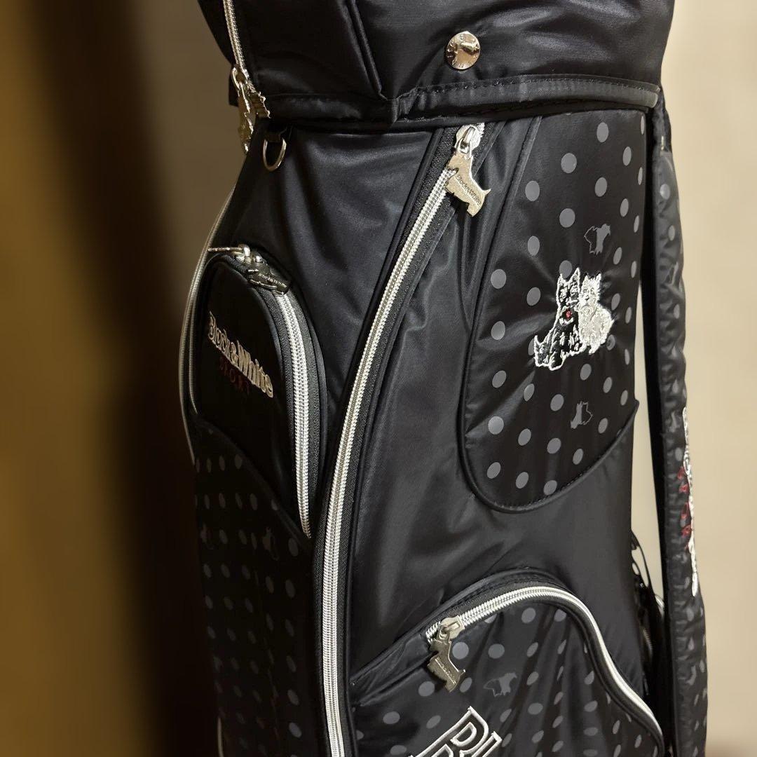 Black&White ドット柄キャディバッグ美品