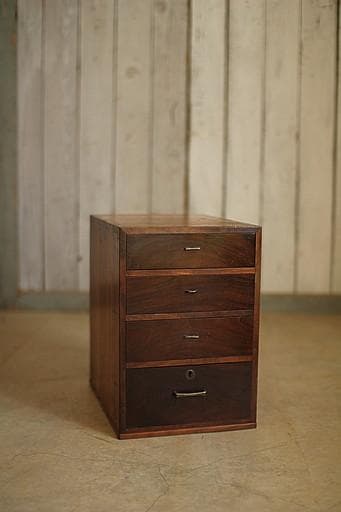 古い木製の小引き出し4段　書類棚　レターケース　古家具　古道具