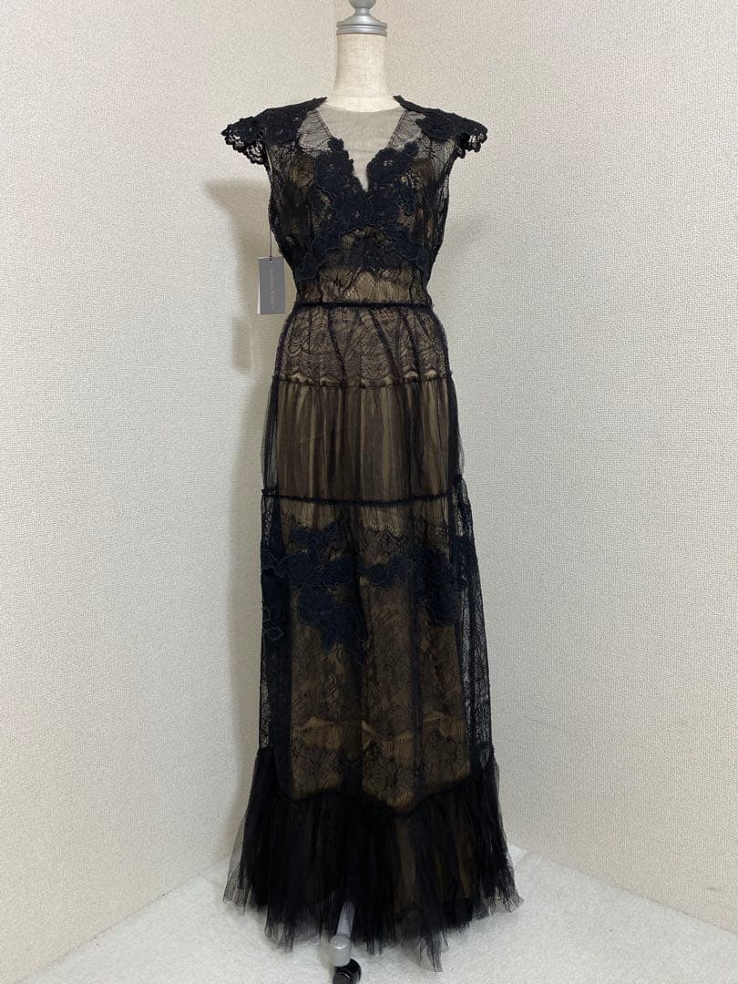 【未使用タグ付】A FERRETTI 総レース ロングドレス