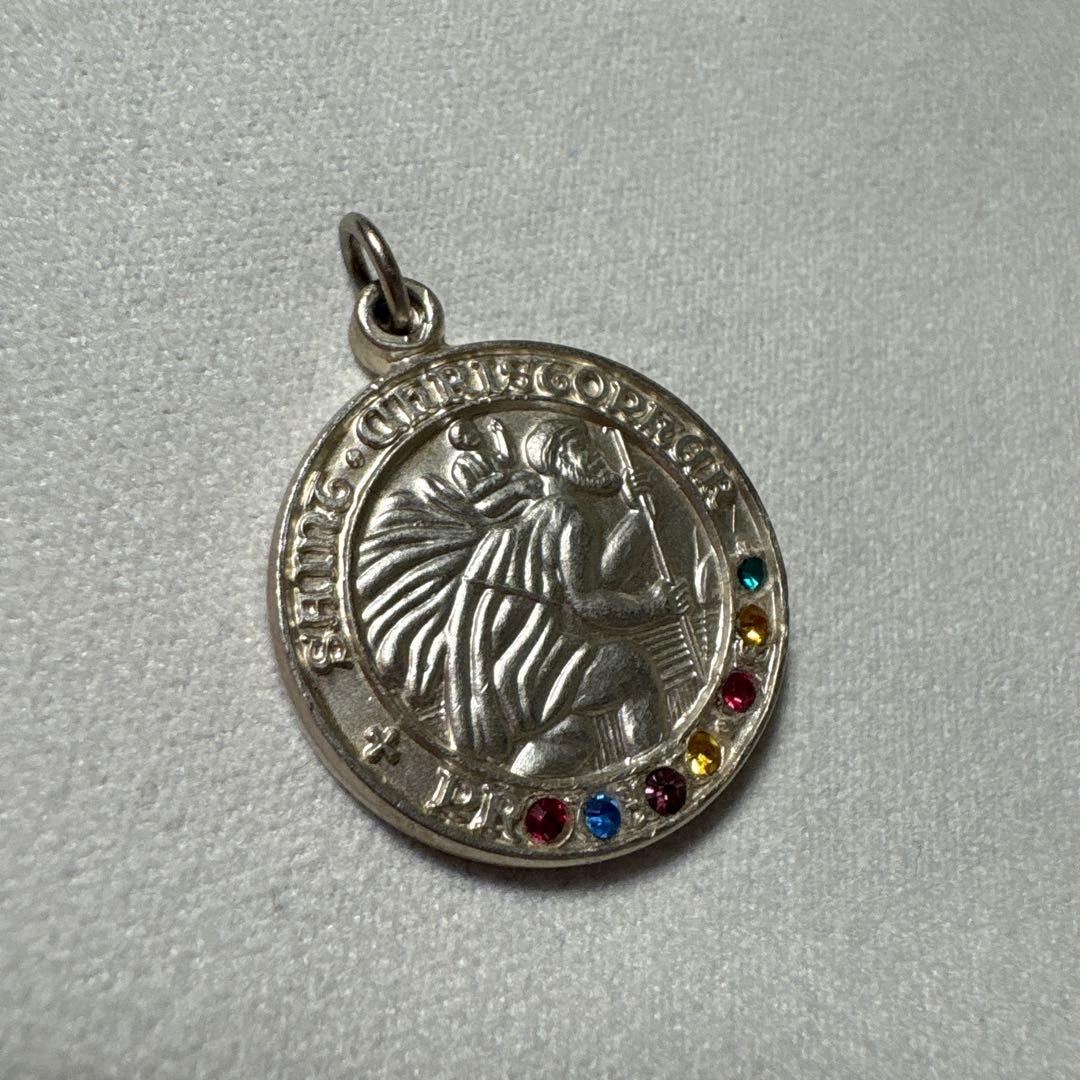 CREED製 シルバー 旅の守り神 聖クリストファー ペンダントスワロフスキー