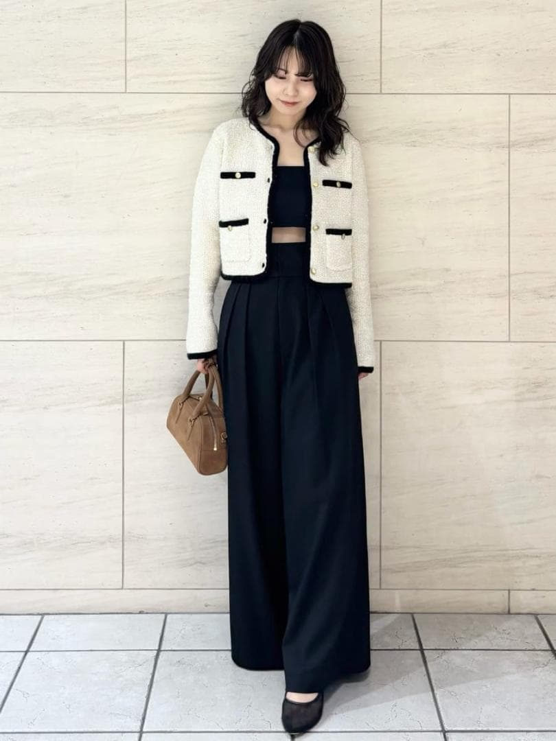 未使用美品☆フレイアイディー ミックスツイードニットカーディガン F アイボリー