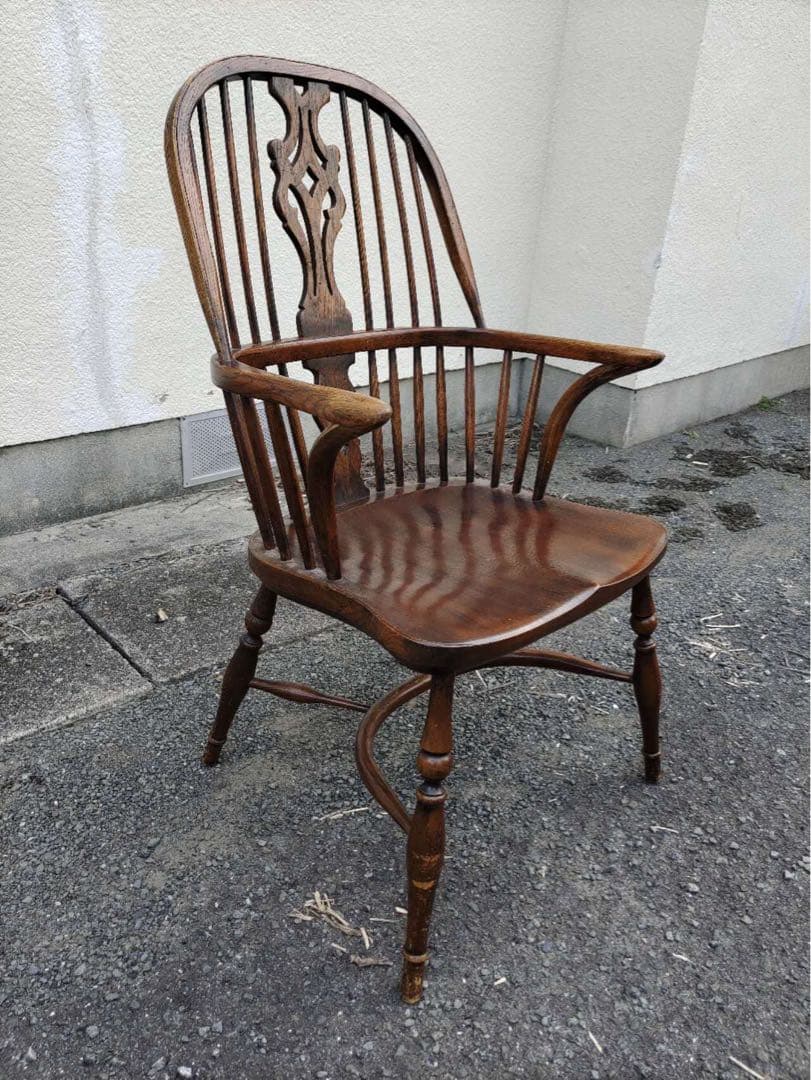イギリス製 アンティーク椅子 ヴィクトリアン エルム ウインザー 肘掛椅子