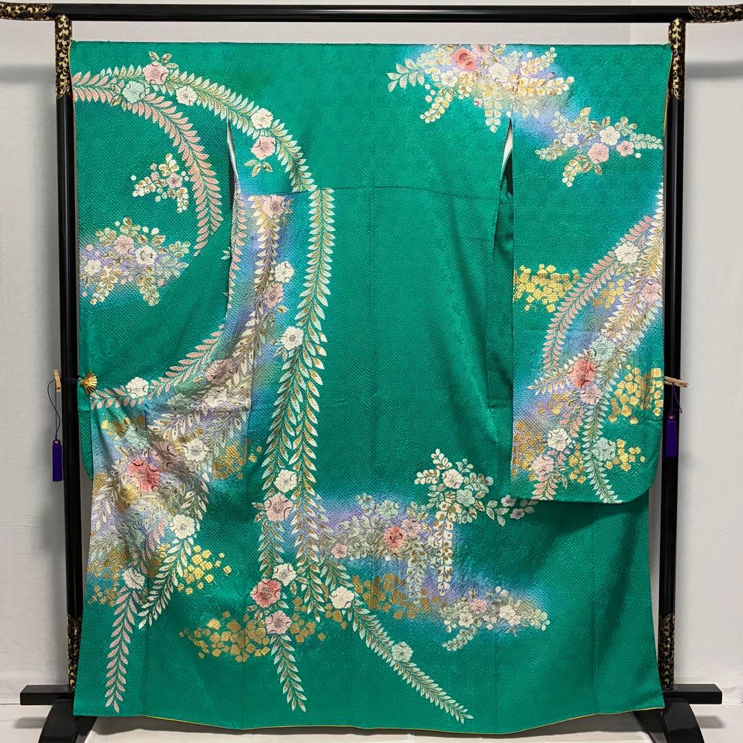 D166 振袖　藤娘きぬたや　やまと誂製　総絞り　辻ヶ花　正絹　着物　袷　極美品