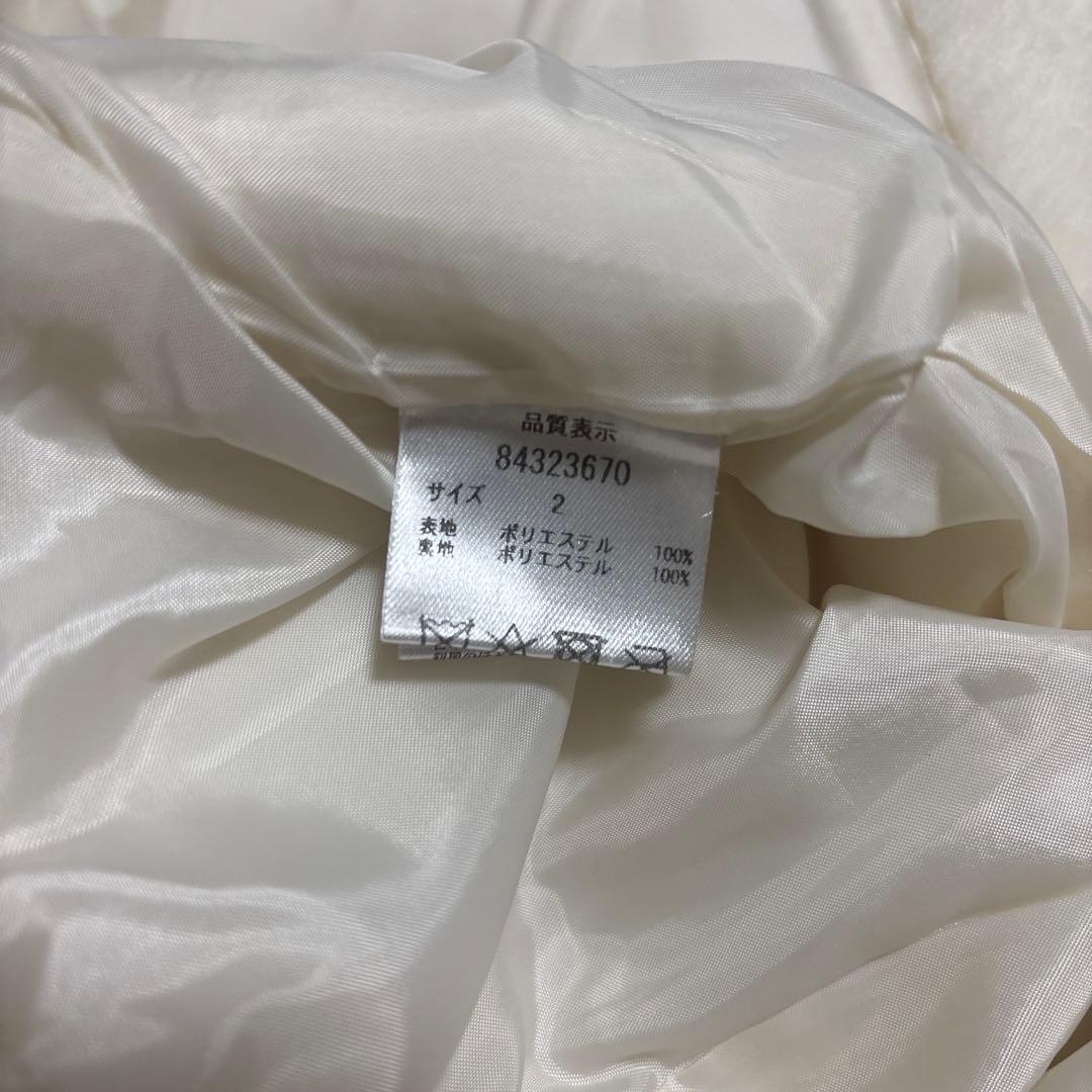 美品 Rirandture ノーカラー ファージャケット コート もこもこ 白