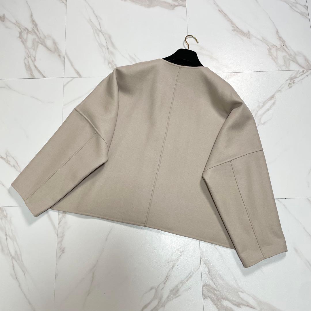 アドーア ライトリバーノーカラージャケット ボックスシルエット ウール 38